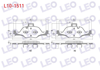 LEO L10-1511 Brake Pad Front BMW 5 Series (G30, F90) 530 i 2016 — Brake Pads