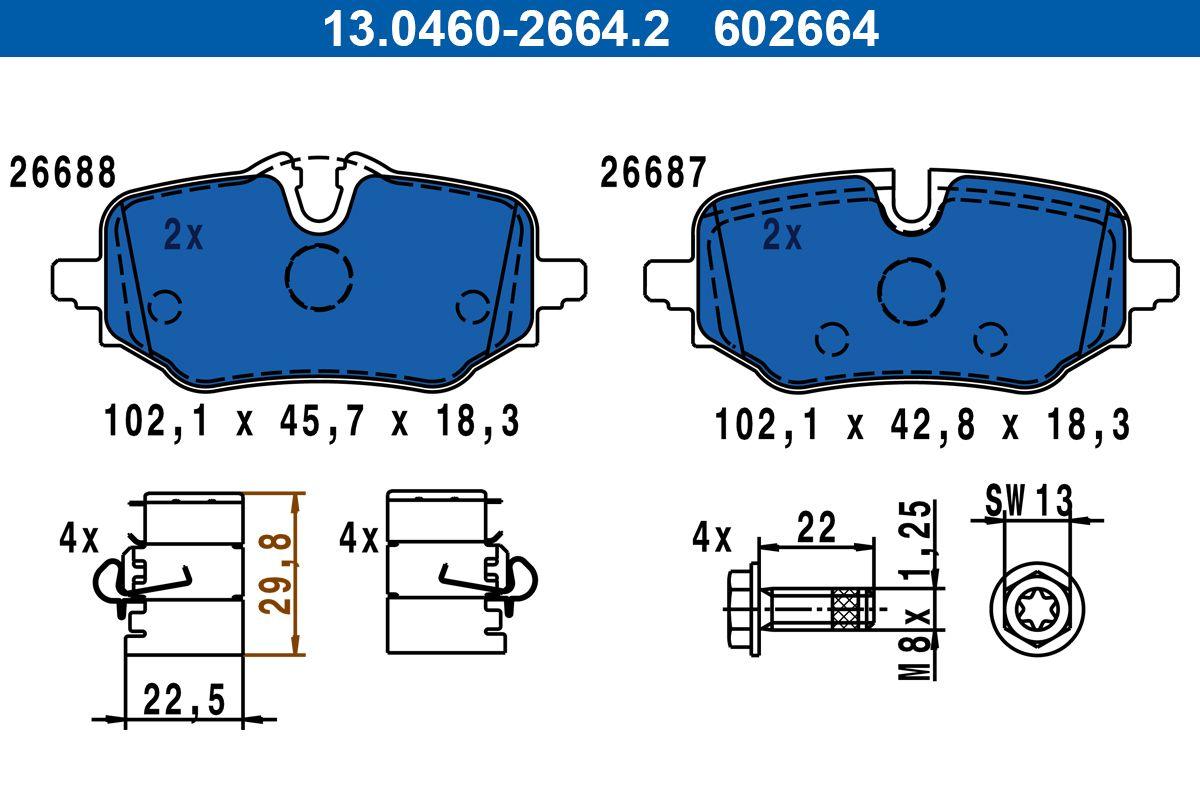 ATE 13.0460-2664.2 Brake Pad Rear BMW X1 Sdrive 20 D Mild-Hybrid 2024 > — Brake Pads