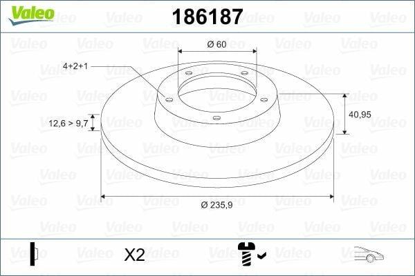 VALEO Disc Brake 186187 - Performance Part for Corsa and Astra — Brake Rotors & Drums