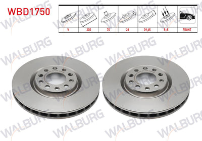 WALBURG WBD1750 Brake Disc Front Alfa Romeo Giulietta 2010-2020 — Brake Rotors & Drums