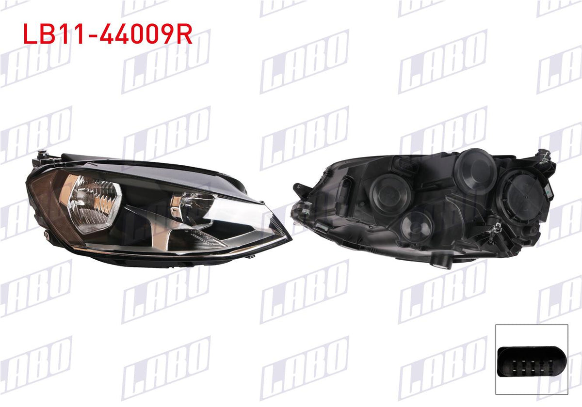 LABO LB11-44009R Headlight Right with Motor Volkswagen Golf VII (5G1) 2014 — Headlights