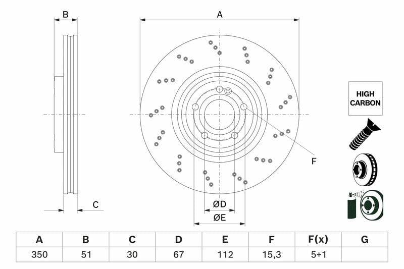 BOSCH Disc Brake 0986479F10 - Fits 18-A-Series & B-Series — Brake Rotors & Drums