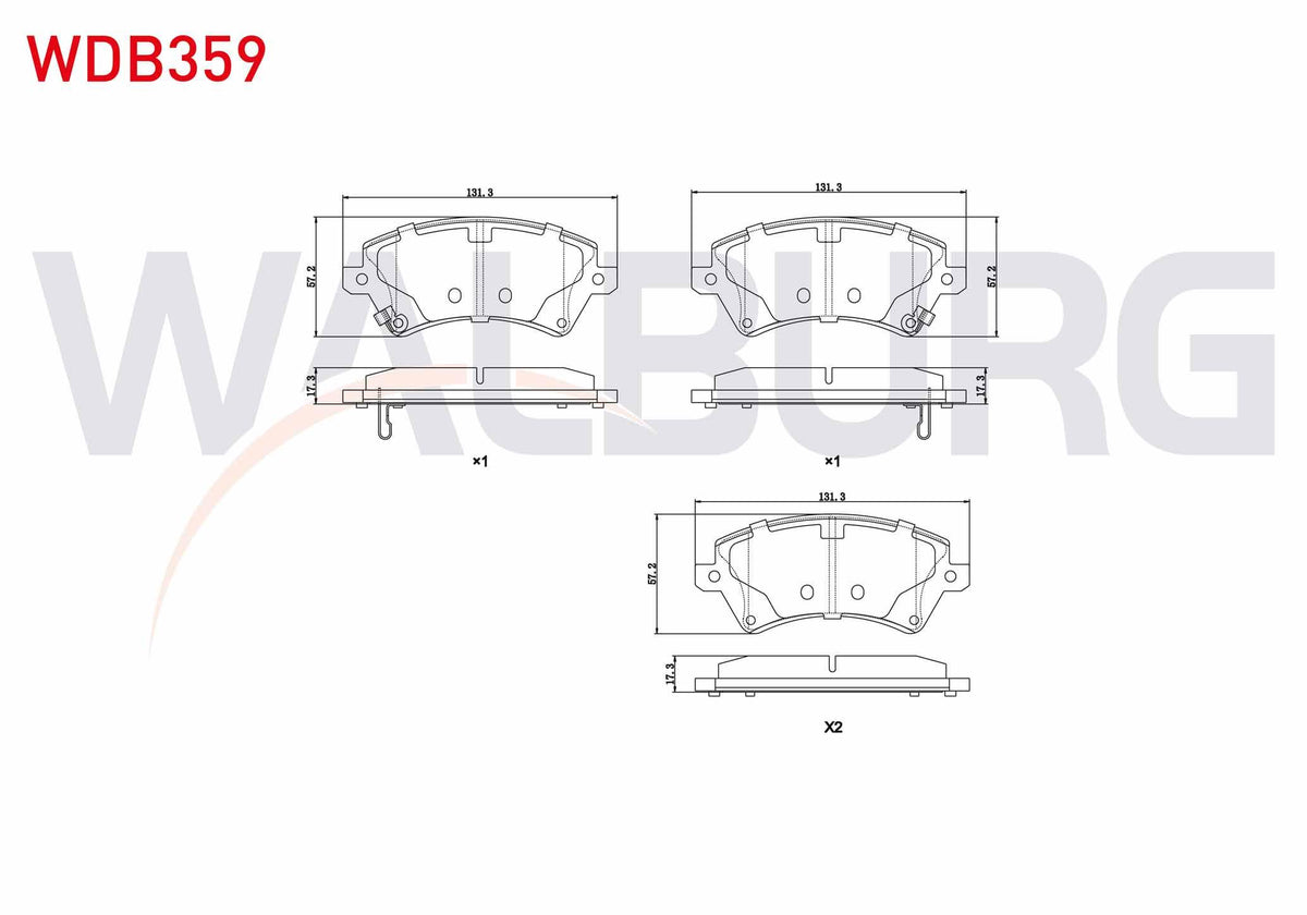 WALBURG WDB359 Brake Pad Front with Wear Indicator Toyota Corolla 1.4 Vvt-I 2002-2007 / 1.6 Vvt-I 2002-2007 / 1. — Brake Pads