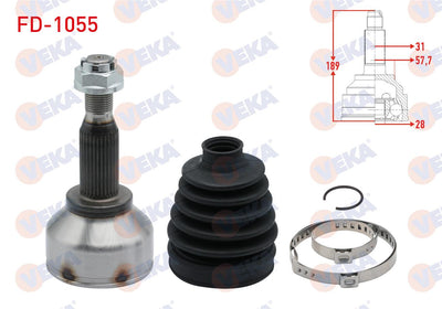 Veka FD-1055 CV Joint Left-Right Front Outer 31X28x57 — Axles, CV Joints & Boots