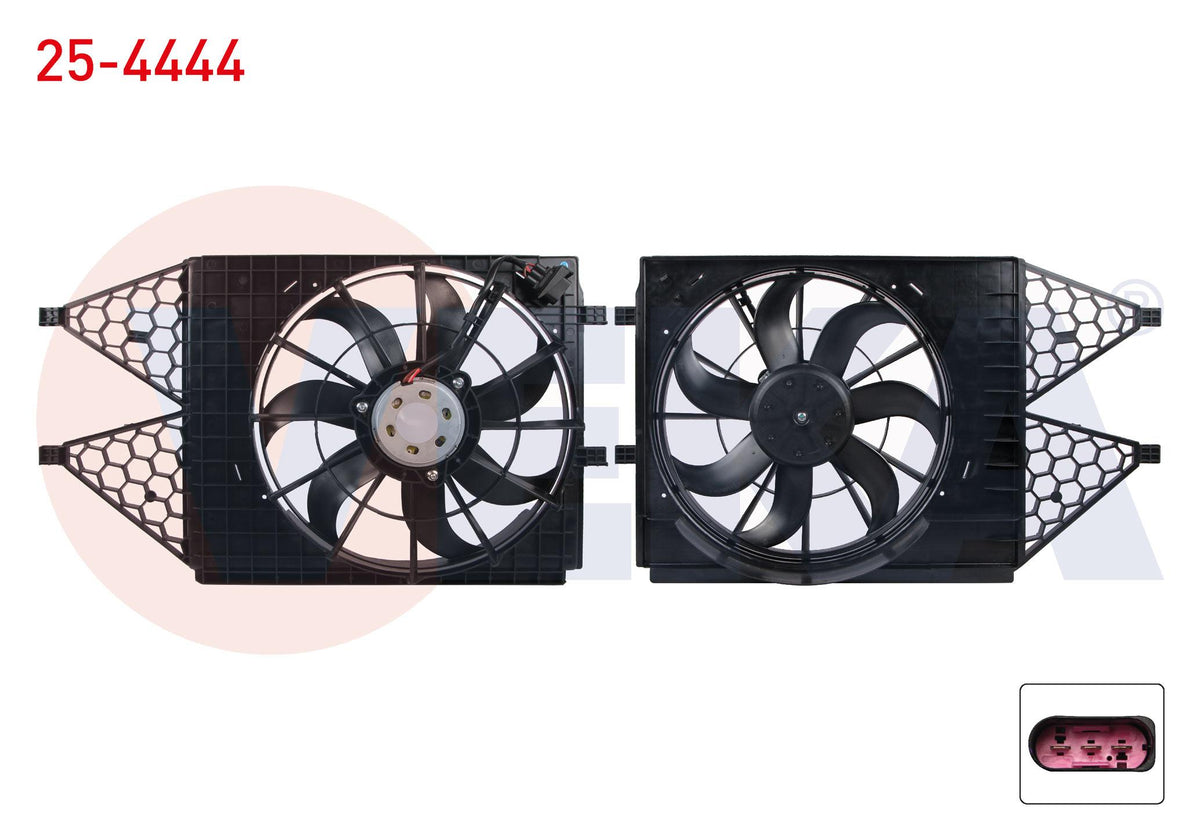 Veka 25-4444 Fan Motor with Shroud VW Polo (9N) 1.4 16V 2001-2007 / Polo V (6R1) 1.4 TSI 2012-2014 — Motors, Pumps & Antennas