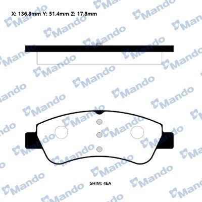 Mando RMPP05NS Brake Pad Front 02-Partner-307 1.4 12-Pt.301 — Brake Pads