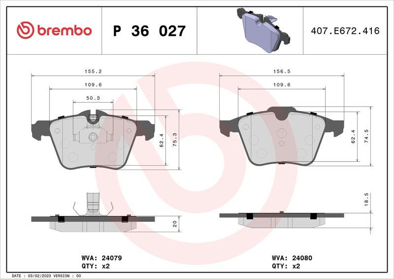 Brembo P36027 Brake Pad Front Jaguar F-Type Xj Xk — Brake Pads
