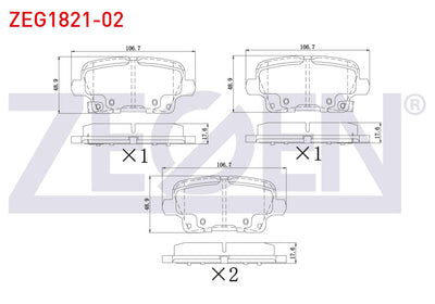 Zegen ZEG1821-02 Brake Pad Rear with Wear Indicator Opel Insignia B (Z18) 1.5 T-1.5 D-1.6 CDTi-2.0 CDTi 2017 — Brake Pads