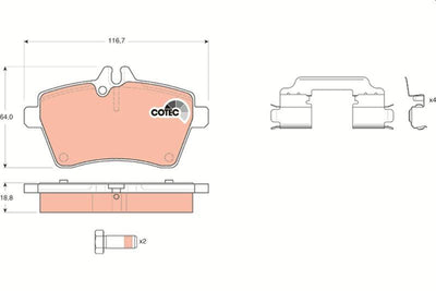 TRW GDB1630 Brake Pad Front Mercedes A Class W169 04-12 B Class W245 05-11 — Brake Pads
