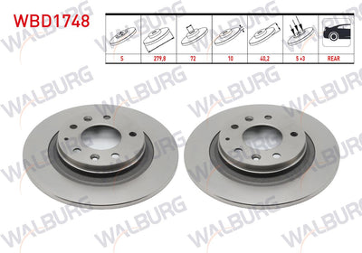 WALBURG WBD1748 Brake Disc Rear Mazda 6 2003-2008 — Brake Rotors & Drums