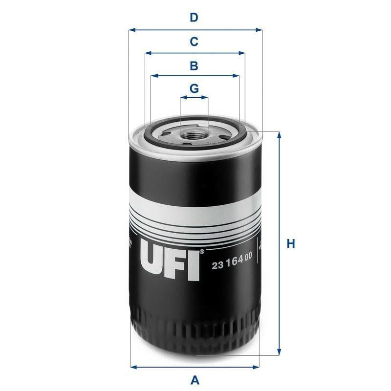 UFI Oil Filter 23.164.00 - Compatible with VW Golf II, III & Caddy II 1.9D — Oil Filters