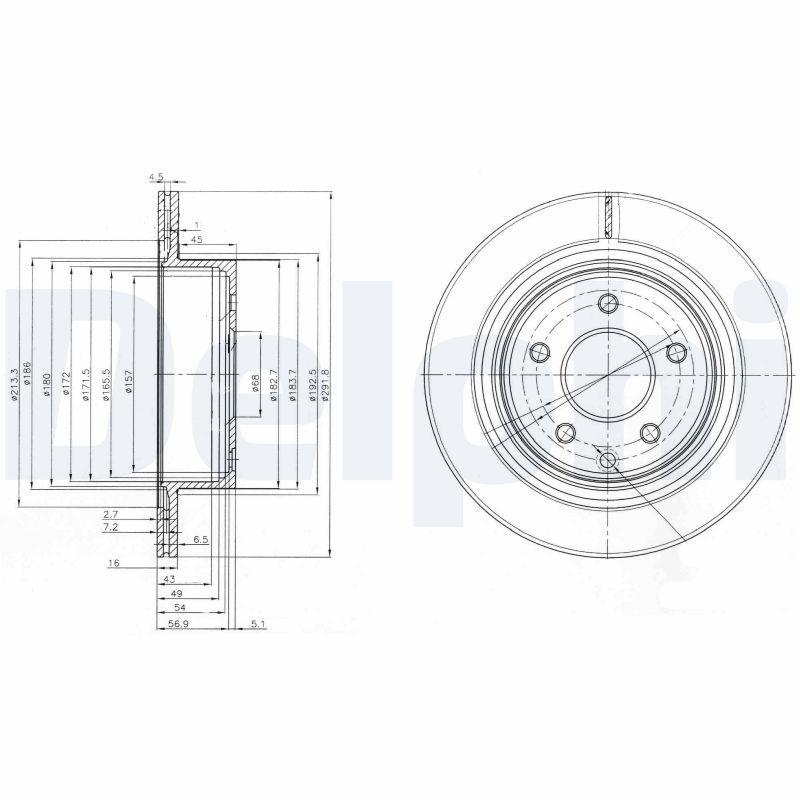 Delphi BG3765C Disc Rear Nissan Qashqai 07-12 X-Trail 01-07 Renault Koleos 08- | 1 Piece