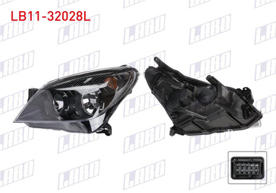 LABO LB11-32028L Headlight Left Black with Motor Yellow Turn Signal Opel Astra H 2007-2010 — Tail, Signal & Reflectors