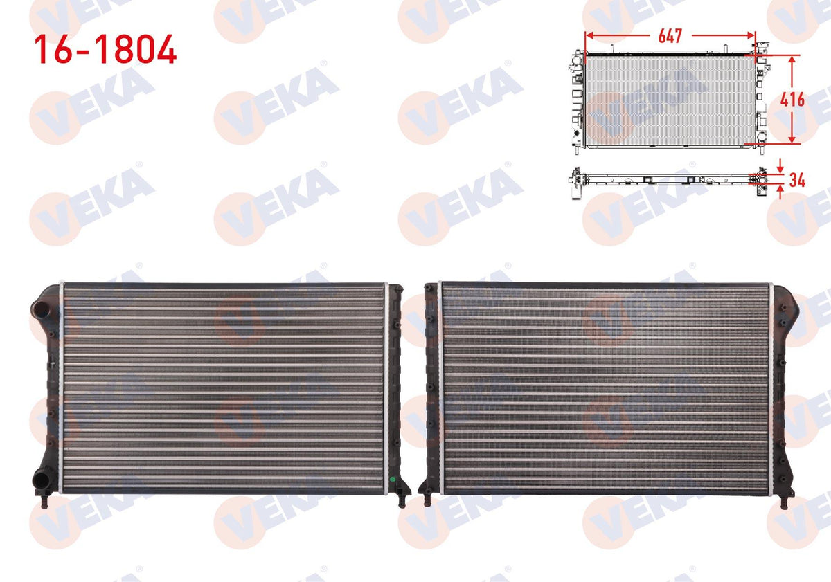 Veka 16-1804 Water Radiator Mechanical Fiat Doblo (119,223) 1.9 D M-T Ac-2001-2010 — Radiators & Fans