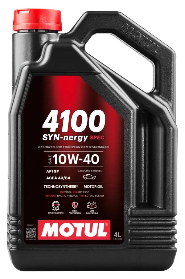 Motul 305-112891 Motul 4100 Syn-nergy Spec 10W-40 Semi-Synthetic Motor Oil — Fluids & Chemicals