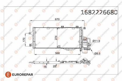 Eurorepar 1682226680 Psa /Erp A/C Condenser Opel Combo Corsa C Tigra — Condensers & Evaporators