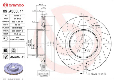 Brembo 09.A300.11 Brake Disc Front UV Coated Lexus — Brake Rotors & Drums