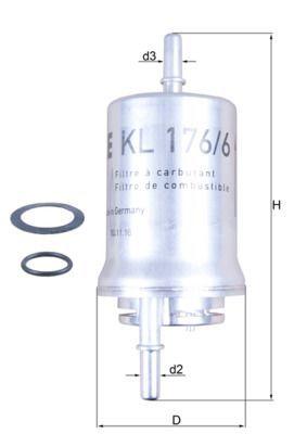 MAHLE Fuel Filter KL176-6D - High Performance for Caddy III, Golf Plus V — Fuel Delivery