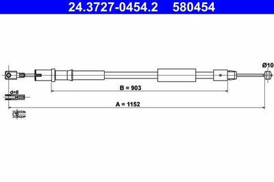 ATE El Brake Cable Viano 639 - Durable Parking Brake Cable for Cars — Brake Cables & Hardware