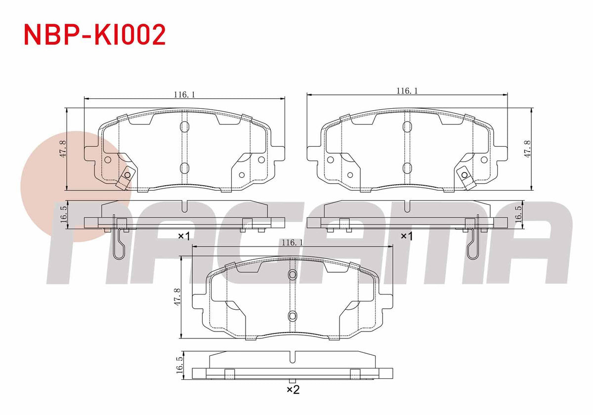 NAGAMA NBP-KI002 Brake Pad Front with Wear Indicator Kia Picanto (Ba) 1.25 2004-2011 / Picanto (Ba) 1.1i 2004-20 — Brake Pads