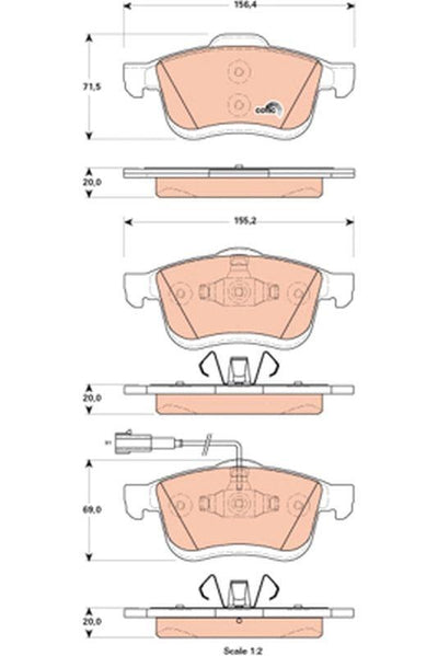 TRW GDB1864 Brake Pad Front Fiat Doblo II-III / Punto Evo / Opel Combo D / Lancia Delta III — Brake Pads