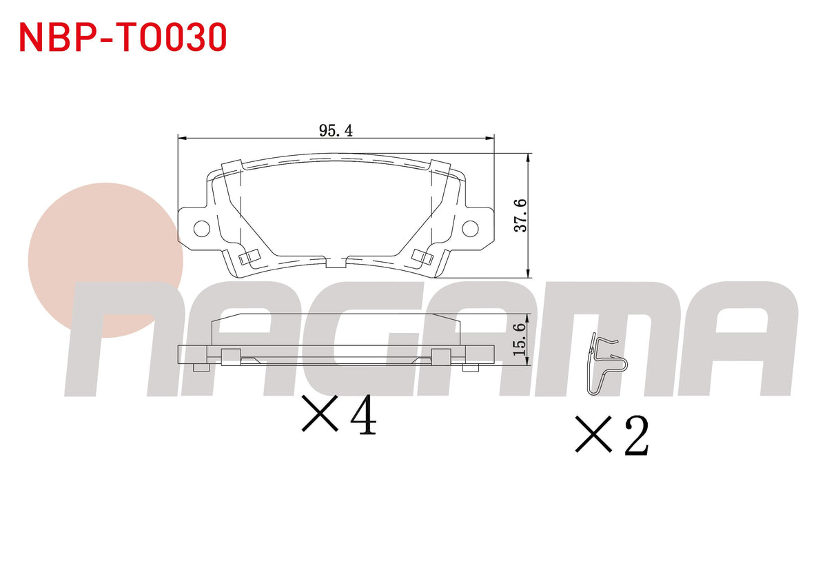 NAGAMA NBP-TO030 Brake Pad Rear with Wear Indicator Toyota Corolla 1.4 Vvt-I 2002-2007 / Corolla 1.6 Vvt-I 2002 — Brake Pads