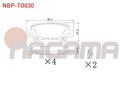 NAGAMA NBP-TO030 Brake Pad Rear with Wear Indicator Toyota Corolla 1.4 Vvt-I 2002-2007 / Corolla 1.6 Vvt-I 2002 — Brake Pads