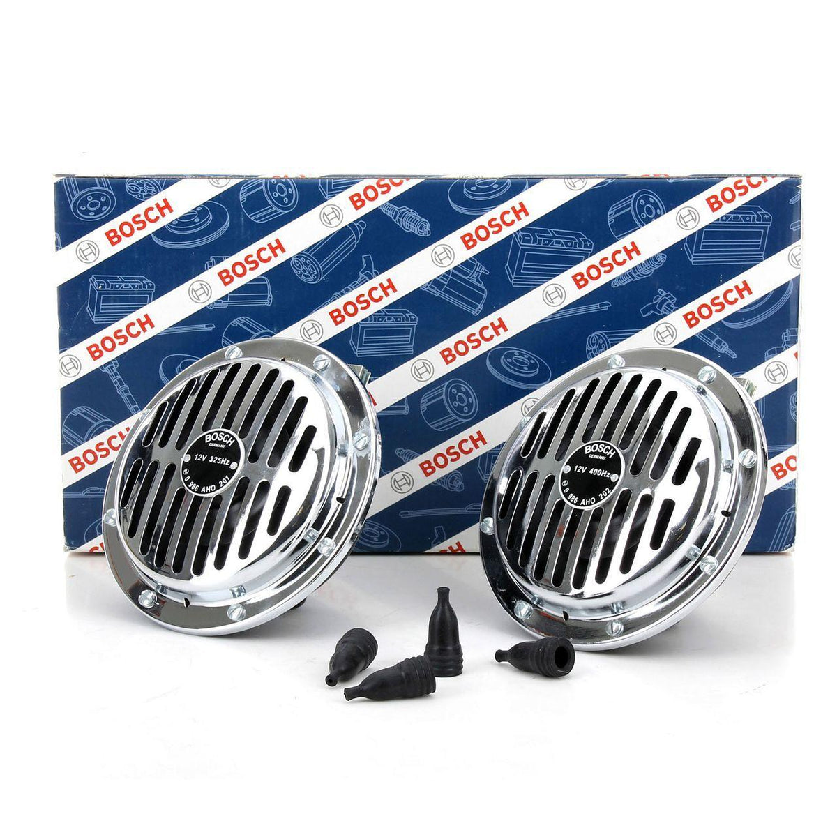 Bosch Chrome Horn Set - 12V 50W, 110 dB, Perfect for Vehicle Owners & Motorcycle Riders — Motors, Pumps & Antennas