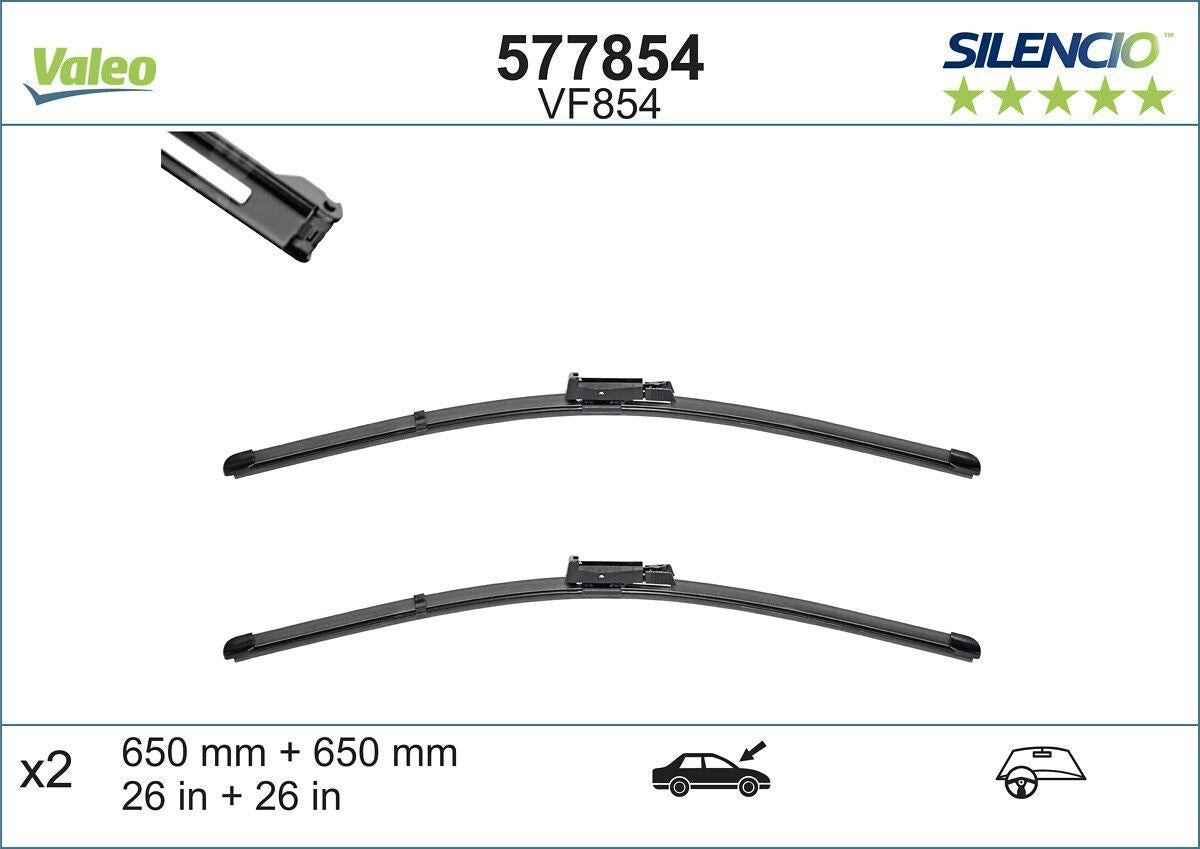 Valeo 577854 Wiper Blade Front Set Seat Altea (5P1)/Toledo III (5P2)/Altea XL — Wipers