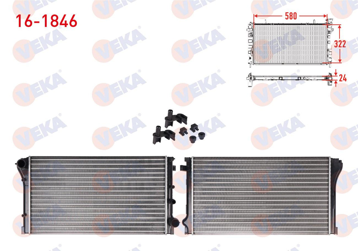 Veka 16-1846 Su Radiator Mechanical Fiat Panda (169) 1.2 M-T 2003-2012 — Radiators & Fans