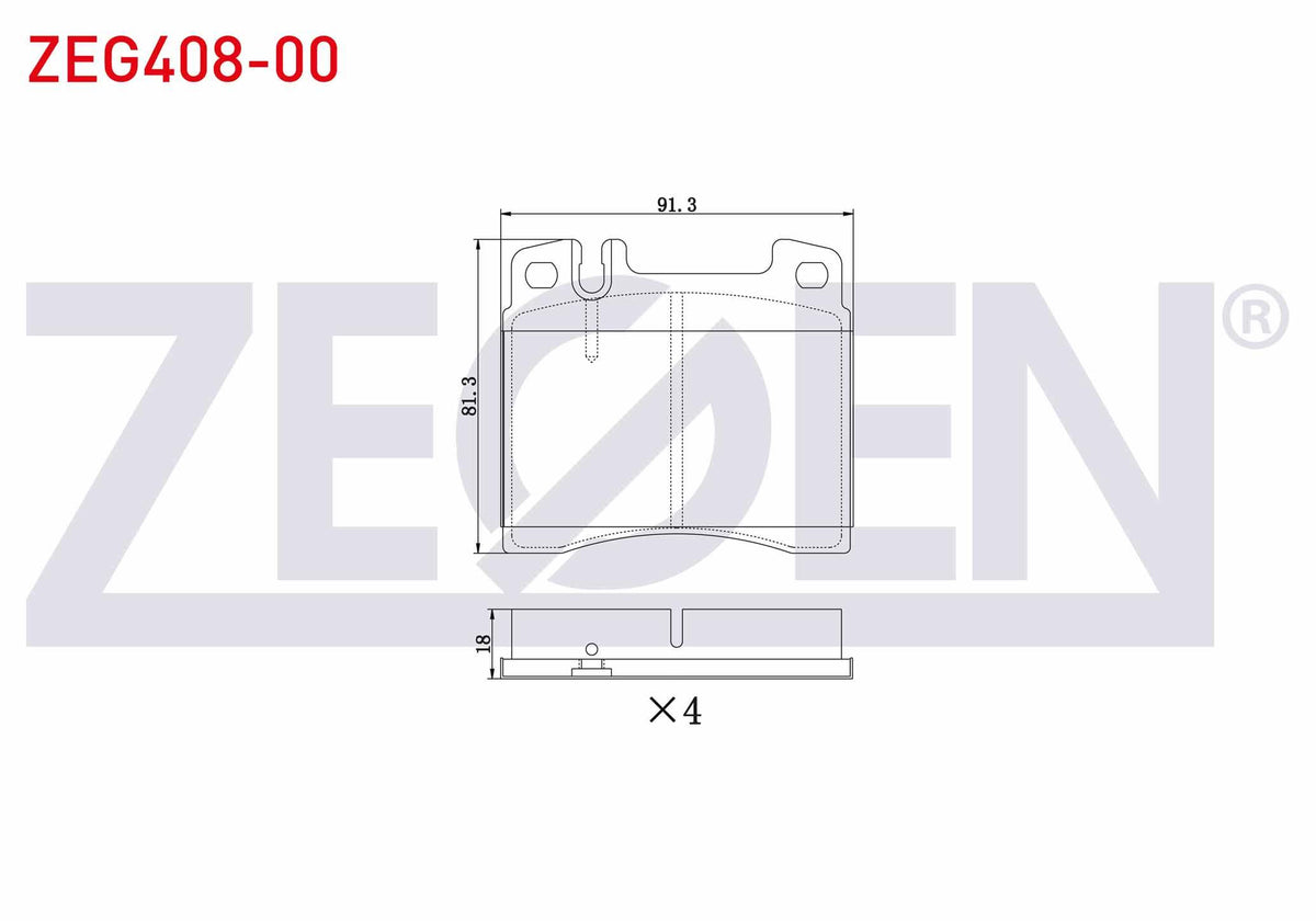 Zegen ZEG408-00 Brake Pad Front Mercedes S Series (W140) S 320 1991-1998 / S Series (W140) S 300 1991-1998 — Brake Pads