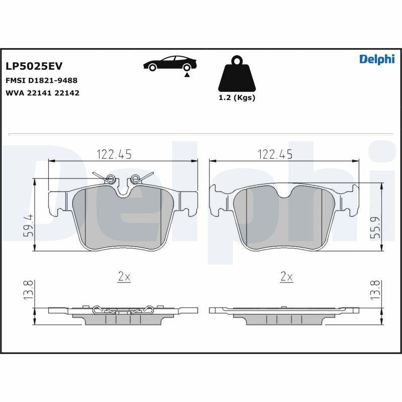 Delphi LP5025EV Rear Brake Pad Jaguar I-Pace X590 Electric 18- — Brake Pads