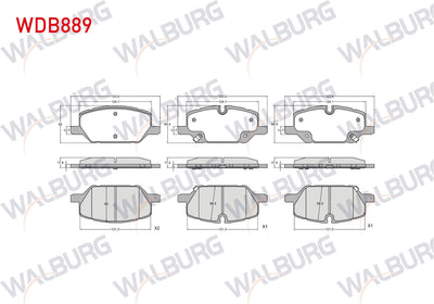 WALBURG WDB889 Brake Pad Front with Wear Indicator Opel Insignia B 1.5T-1.6 CDTi-2.0 CDTi-2.0T 17 Rim 2017