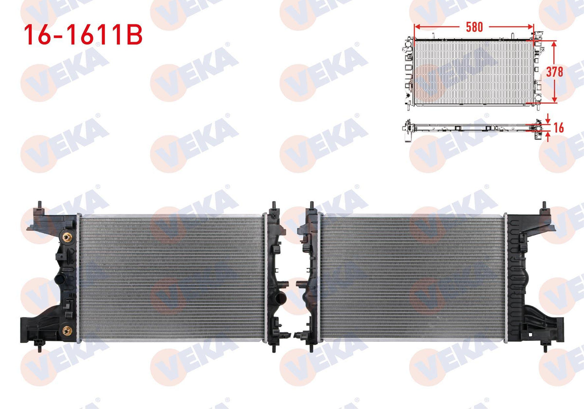 Veka 16-1611B Su Radiator Brazing Opel Astra J 1.6i A-T 2009-2016 — Radiators & Fans