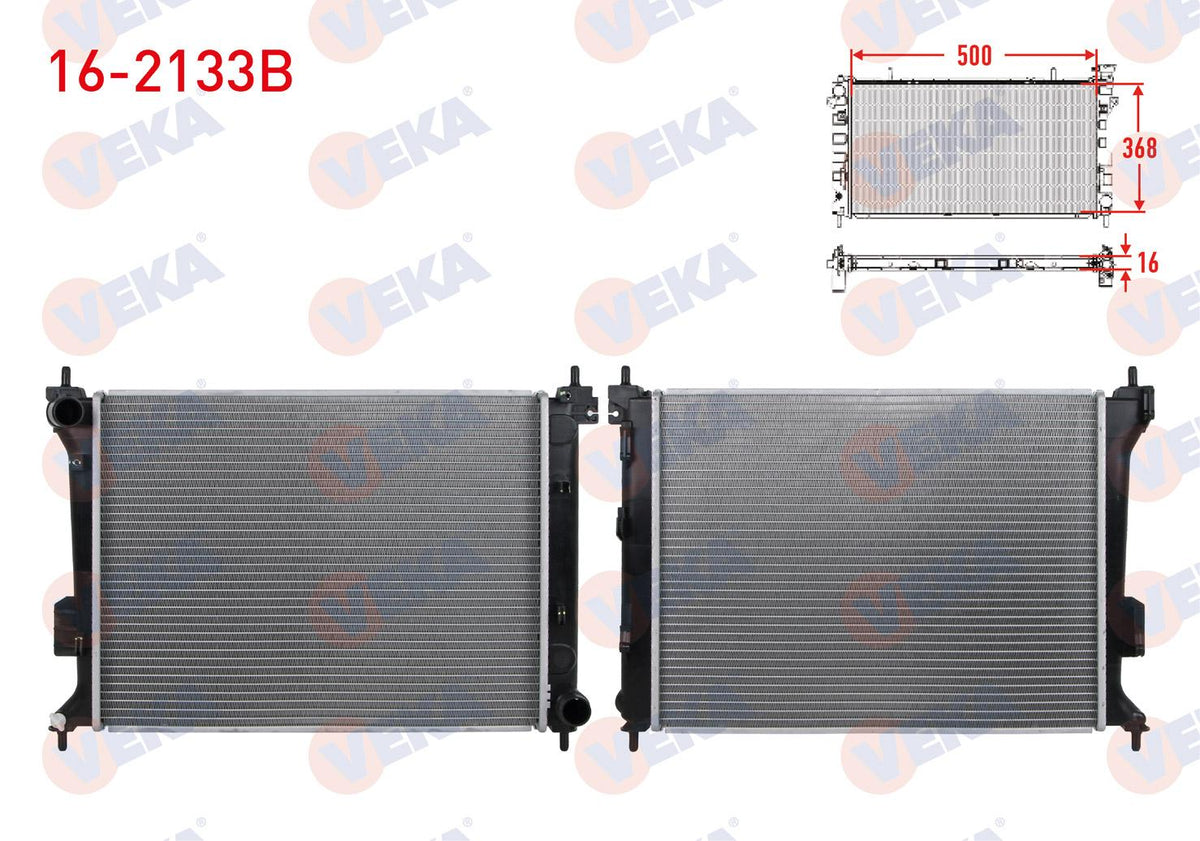 Veka 16-2133B Water Radiator Brazing Hyundai i20 (Pb, Pbt) 1.2 M-T Ac + /-2008-2015 — Radiators & Fans