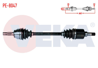 Veka PE-8047 Complete Axle Left Front Peugeot 207 (Wa — Axles, CV Joints & Boots