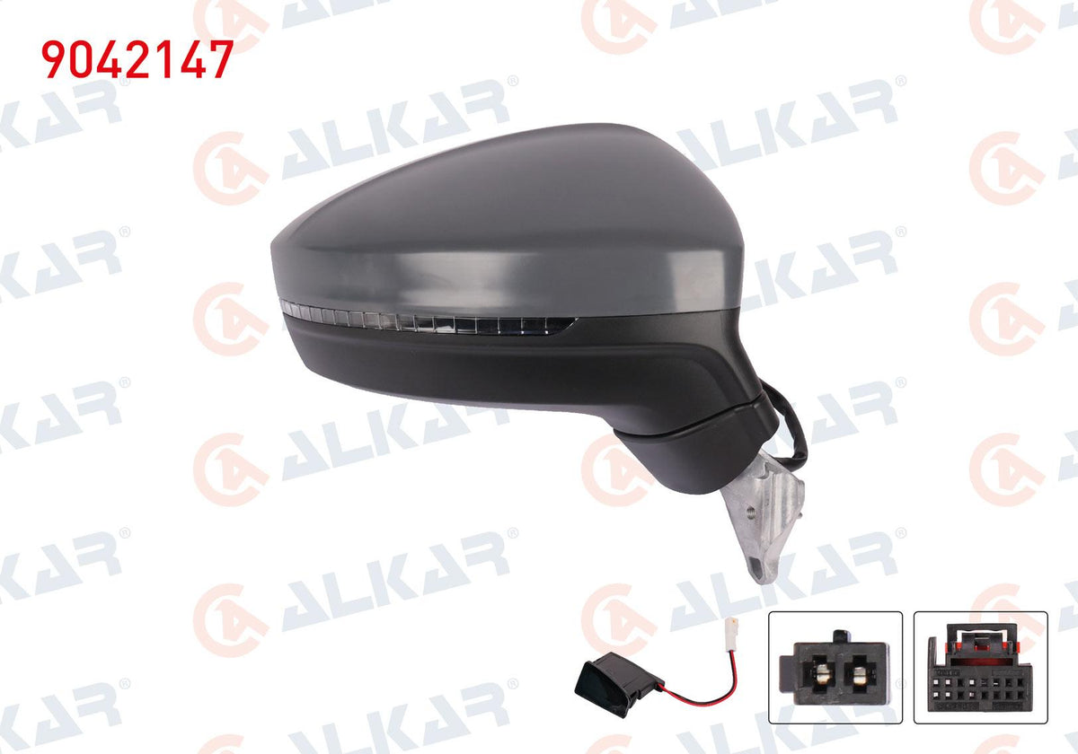 Alkar 9042147 Outer Rear View Mirror Right Electric Heated Primed with Turn Signal Blind Spot 8 P — Tail, Signal & Reflectors