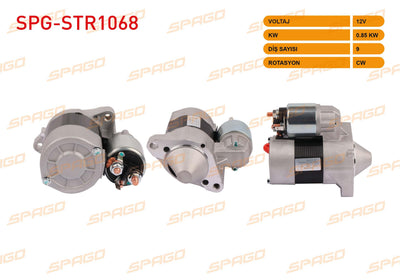 SPAGO SPG-STR1068 Starter Motor 12V 0.9Kw 9 Outer Cw (Str3220) Clio I II III IV-Symbol II III / Logan-S — Starting & Charging