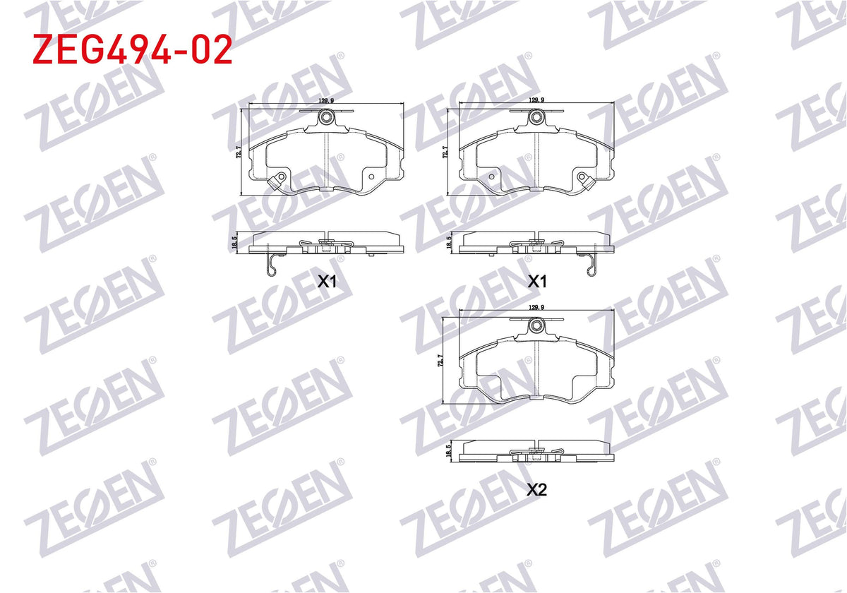 Zegen ZEG494-02 Brake Pad Front with Wear Indicator Hyundai H100 2.5 D 1993-2004 — Brake Pads