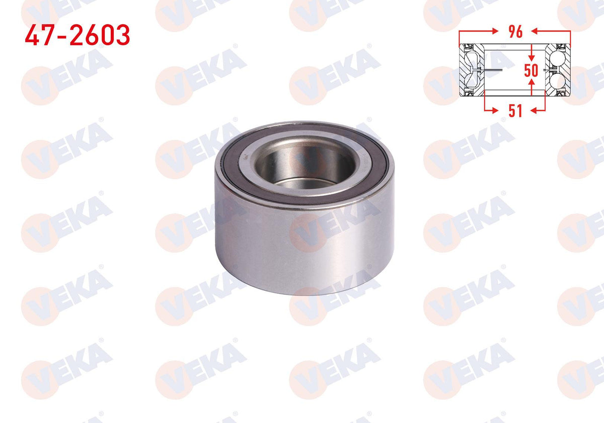 Veka 47-2603 Front Wheel Bearing Left-Right with ABS 51X96x50 Audi Q7 3.0 TDI 06-15 / VW Touareg 3.0 V6 TDI — Wheel Bearings