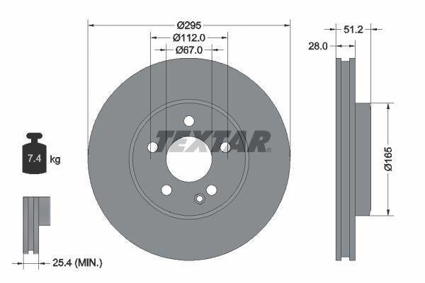 Textar 92241603 Brake Disc Front W117-246-176-156 Bm 12-| Set of 2 — Brake Rotors & Drums