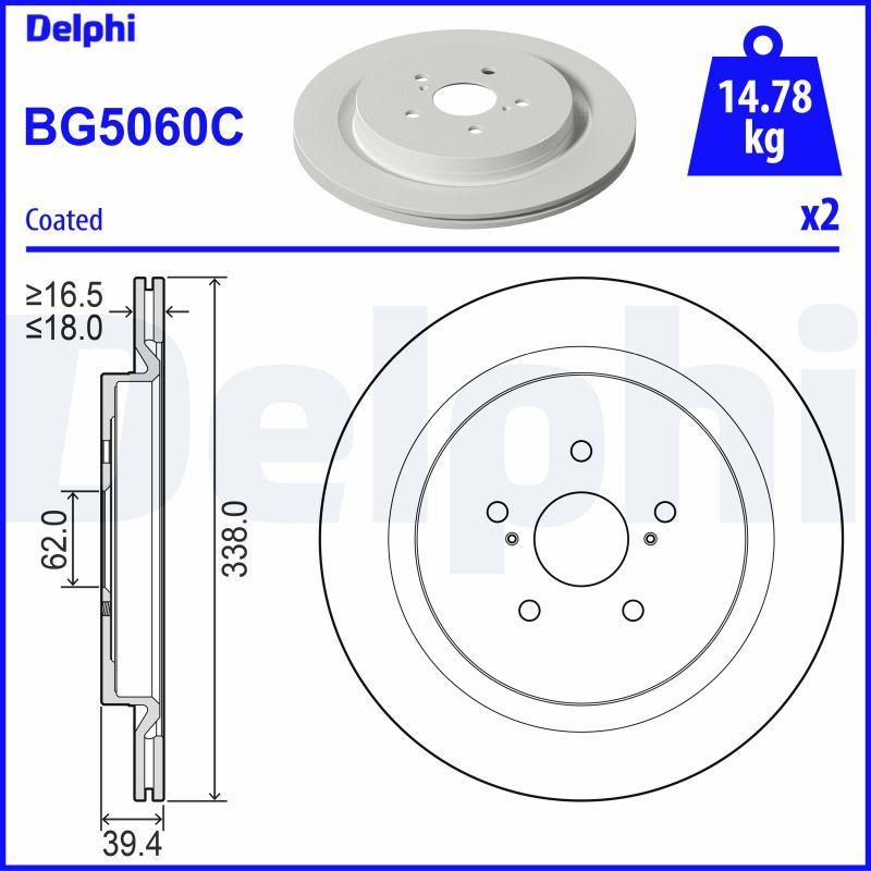 Delphi BG5060C Brake Disc (Twin Pack)-Painted, Deliksiz