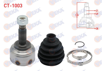 Veka CT-1003 CV Joint Left-Right Front Outer Citroen C3 II 1.4 HDi 21X28x49 Length 135mm 2009-2016 — Axles, CV Joints & Boots