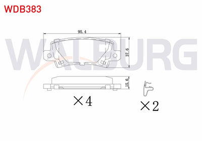 WALBURG WDB383 Brake Pad Rear with Wear Indicator Toyota Corolla 1.4 Vvt-I 2002-2007 / Corolla 1.6 Vvt-I 2002-20 — Brake Pads
