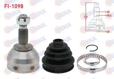 Veka FI-1098 CV Joint Left-Right Front Outer 28X39x58 — Axles, CV Joints & Boots