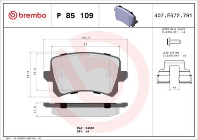 Brembo P85109 Brake Pad Rear Passat Tiguan Q3 Go5 Pas — Brake Pads