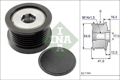 INA 535025910 Alternator Pulley 05-Focus-Fiesta-Fusion-Cmax-Ma.3-S40-V50 1.6 TDCi 16-Egea-500 1.6-2.0Mj — Starting & Charging