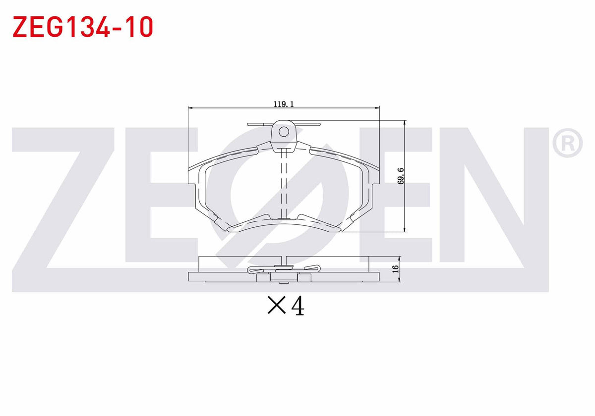 Zegen ZEG134-10 Brake Pad Front Volkswagen Polo Classic (6Kv2) 1.6 1995-2001 / Golf II (19E — Brake Pads