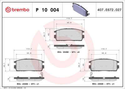 Brembo P10004 Brake Pad Rear-(Chevrolet Captiva 07 /12 /Opel Antara 07 /12) — Brake Pads