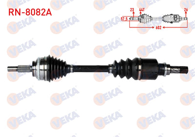 Veka RN-8082A Complete Axle Left Front Renault Thalia II 1.5 dCi with ABS 44 Outer Length 602mm 20 — Axles, CV Joints & Boots